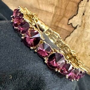 Tasha Gold Plate Bracelet with Purple Crystal Stones